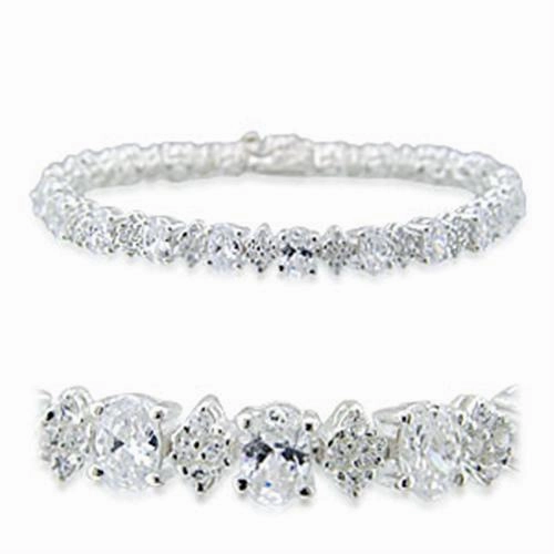 Community Made 31916 - High-Polished 925 Sterling Silver Bracelet with AAA Grade CZ  in Clear