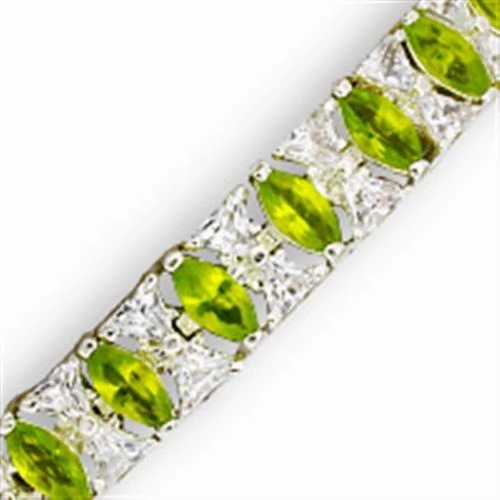 Emotional Connection Upper-Crust 31921 - High-Polished 925 Sterling Silver Bracelet with Synthetic Spinel in Peridot