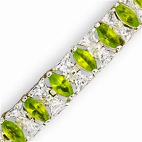 Emotional Connection Upper-Crust 31921 - High-Polished 925 Sterling Silver Bracelet with Synthetic Spinel in Peridot