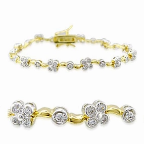 32003 - Gold Rhodium Brass Bracelet with AAA Grade CZ  in Clear Total Combinations Countryside Flair