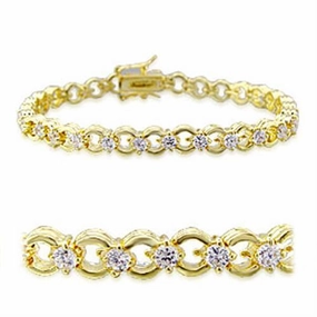 Serendipitous Mixes 32005 - Gold Brass Bracelet with AAA Grade CZ  in Clear