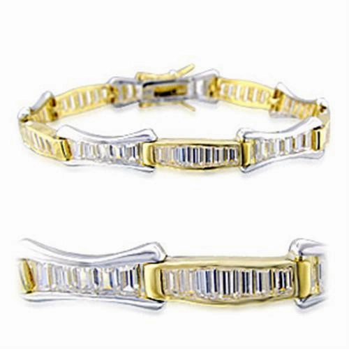 32013 - Gold Rhodium Brass Bracelet with AAA Grade CZ  in Clear mood enhancer Easy Purchase