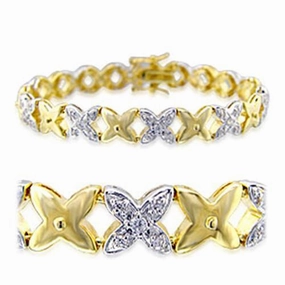 Favorable Blends 32014 - Gold Rhodium Brass Bracelet with AAA Grade CZ  in Clear