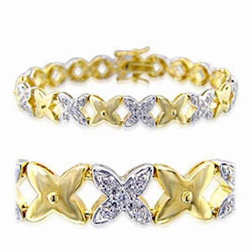 Favorable Blends 32014 - Gold Rhodium Brass Bracelet with AAA Grade CZ  in Clear