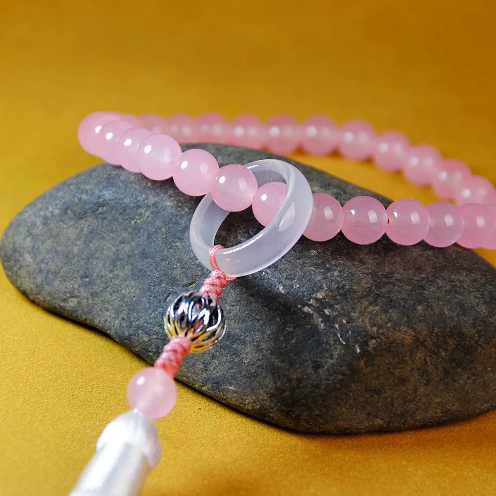 33 natural pink crystal bracelets with tassels,Prayer Blessing Bracelet