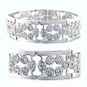 36702 - Rhodium Brass Bracelet with AAA Grade CZ  in Clear Internationally Recognized Earned Worth