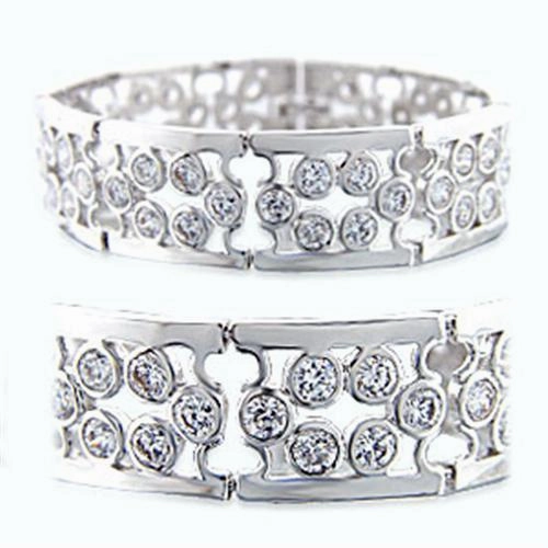 36702 - Rhodium Brass Bracelet with AAA Grade CZ  in Clear Internationally Recognized Earned Worth