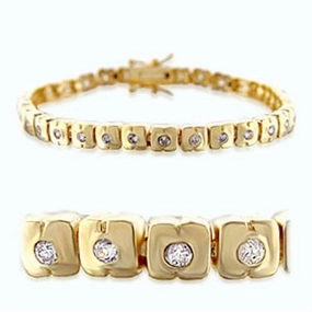 Significant Blends Proportional View 36711 - Gold Brass Bracelet with AAA Grade CZ  in Clear