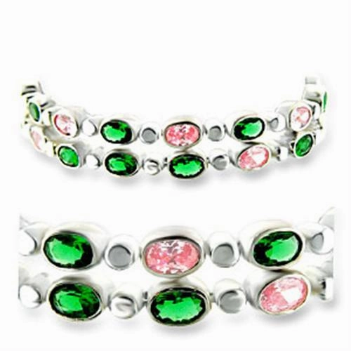 37001 - High-Polished 925 Sterling Silver Bracelet with AAA Grade CZ  in Multi Color Fast Clarity Symbolic Gift