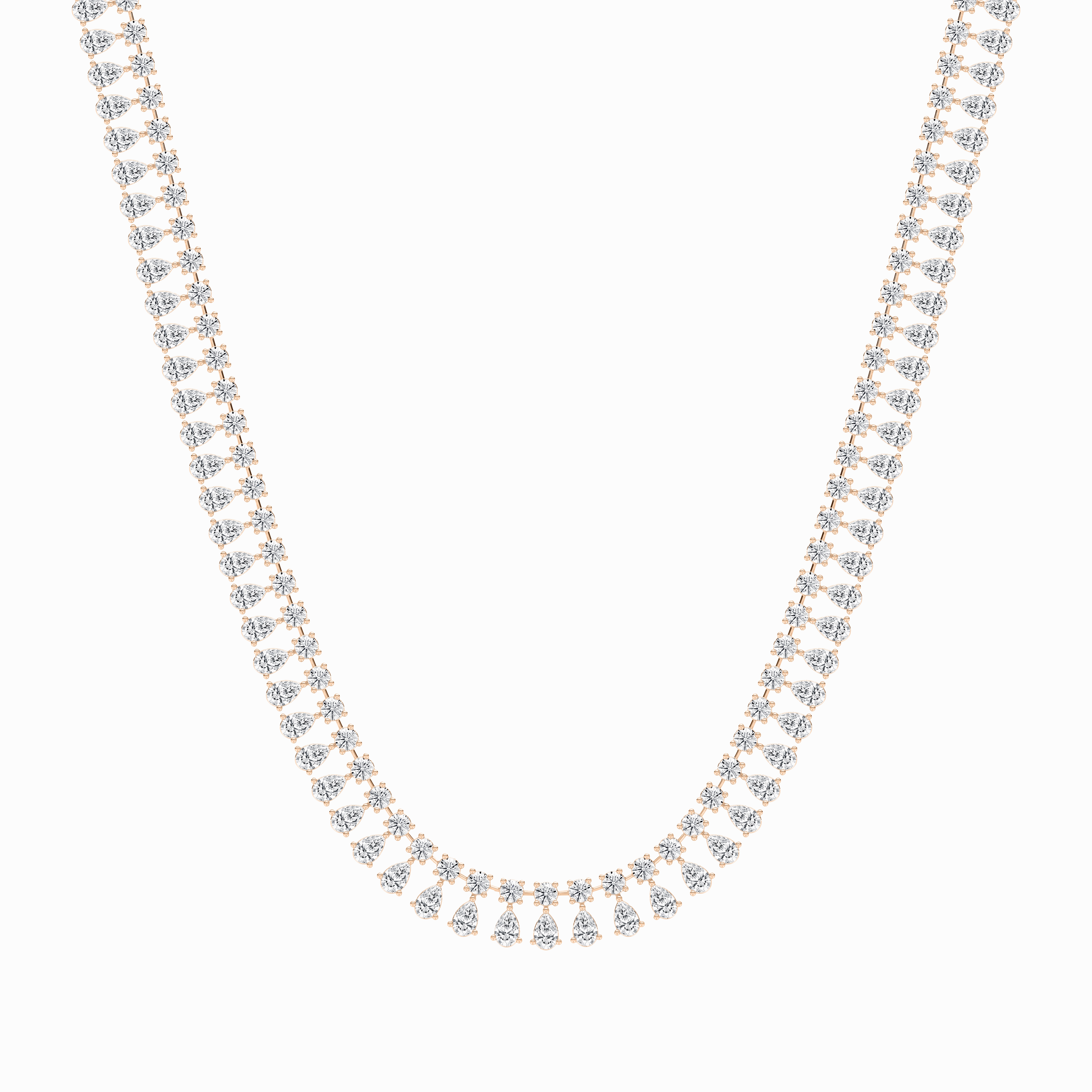 39 ? ctw Round and Pear Lab Grown Diamond Tennis Necklace - 18 Inches Daily Wear Accessory Fine Piece