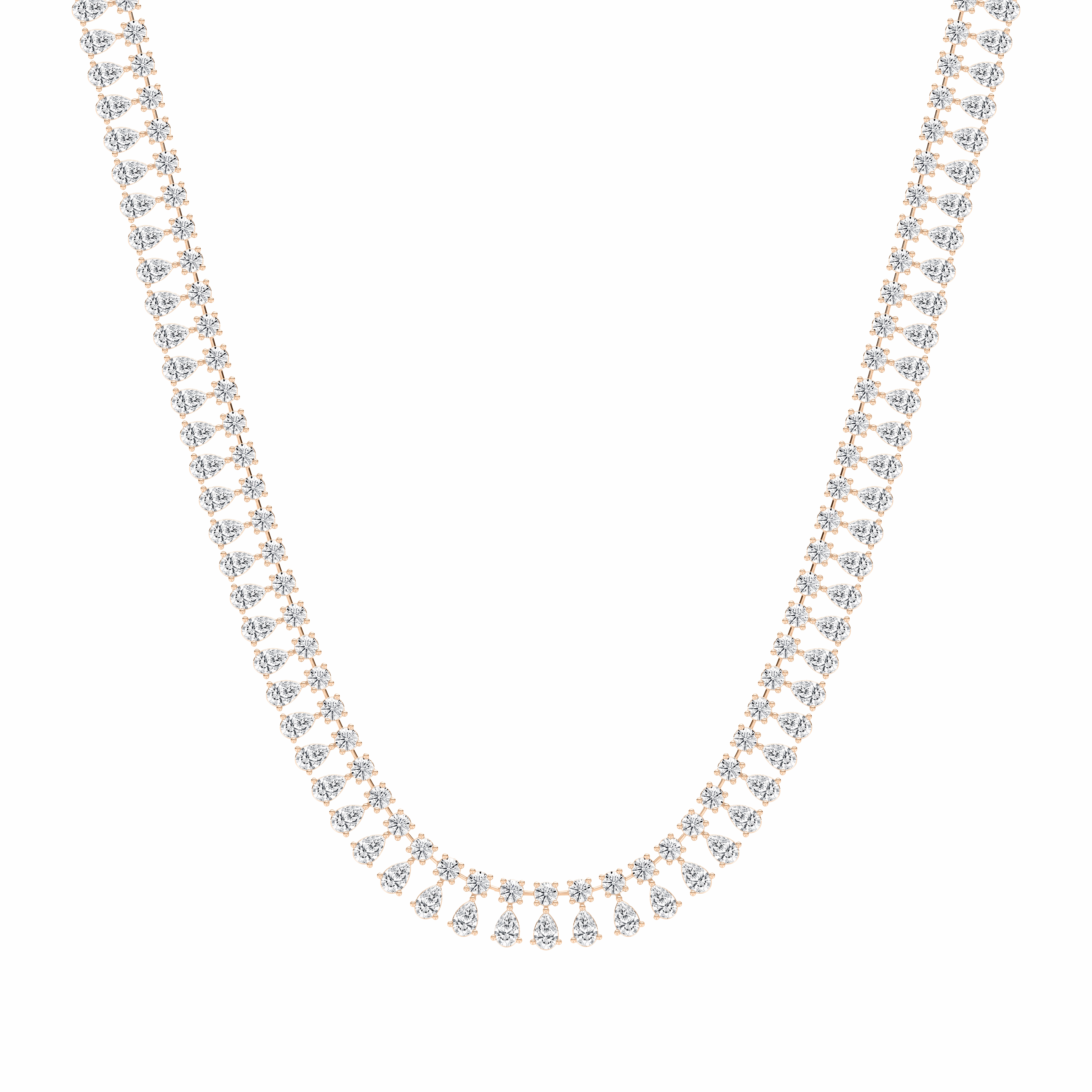 Chic Office Comfortable Adornment 39 ? ctw Round and Pear Lab Grown Diamond Tennis Necklace - 18 Inches
