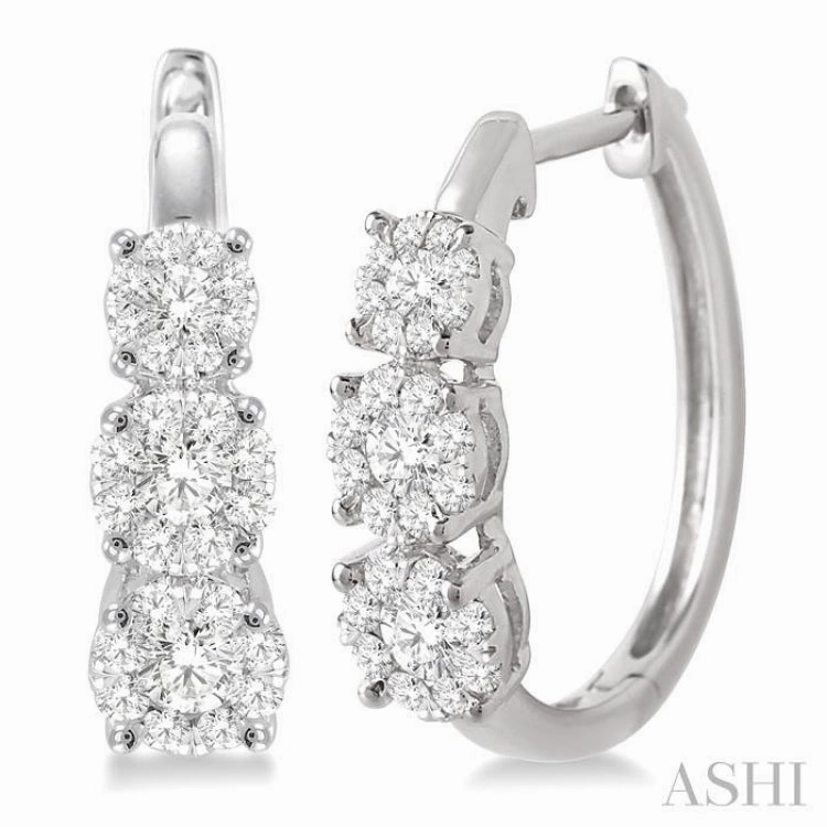 3/4 ctw Diamond Lovebright Earrings in 14K White Gold Charming Jewelry Pieces Shiny Creations