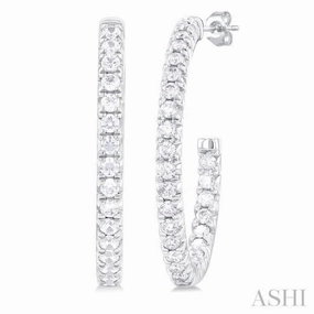 3/4 Ctw French Pave Set Round Cut Diamond Fashion Half Hoop Earring in 14K White Gold Trend Focus Timeless Beauty