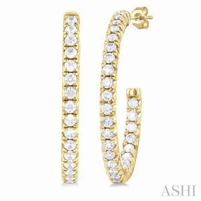 Texture Play Gift Fit 3/4 Ctw French Pave Set Round Cut Diamond Fashion Half Hoop Earring in 14K Yellow Gold