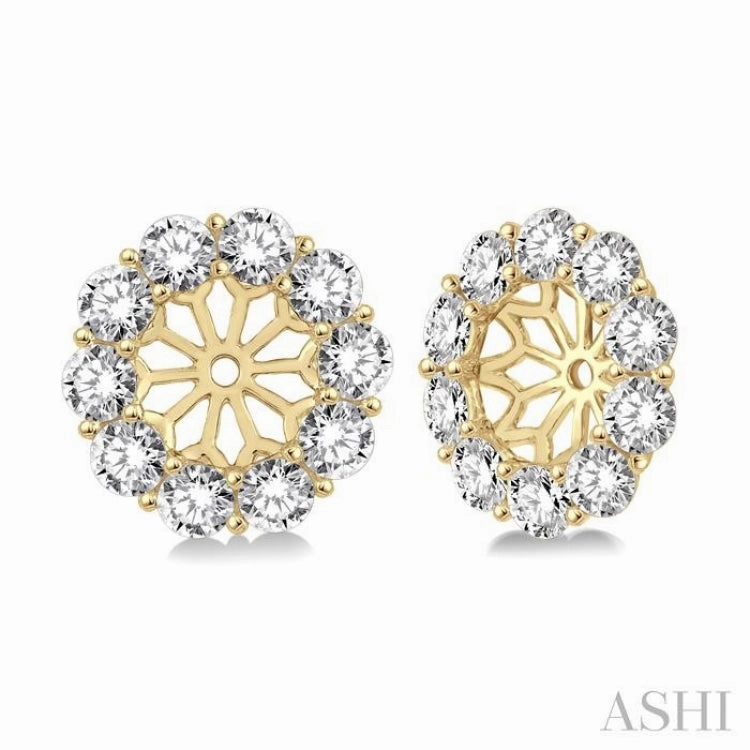 3/4 ctw Round Cut Diamond Earring Jacket in 14K Yellow Gold Event Edge Lustrous Sparkle