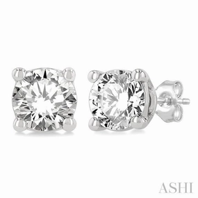 3/4 ctw Round Cut Diamond Stud Earring in 14K White Gold Edgy Mood Timeless Jewelry Look