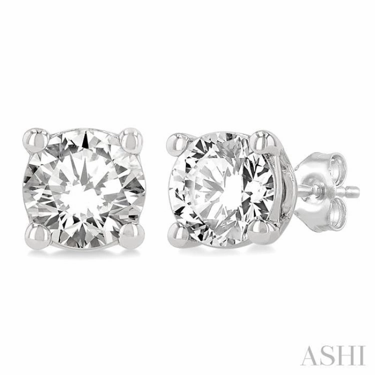 3/4 ctw Round Cut Diamond Stud Earring in 14K White Gold Edgy Mood Timeless Jewelry Look