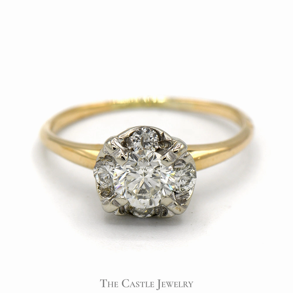 3/4cttw Diamond Cluster Ring in 14k Yellow Gold Minimalist Ornament Sparkling Statement