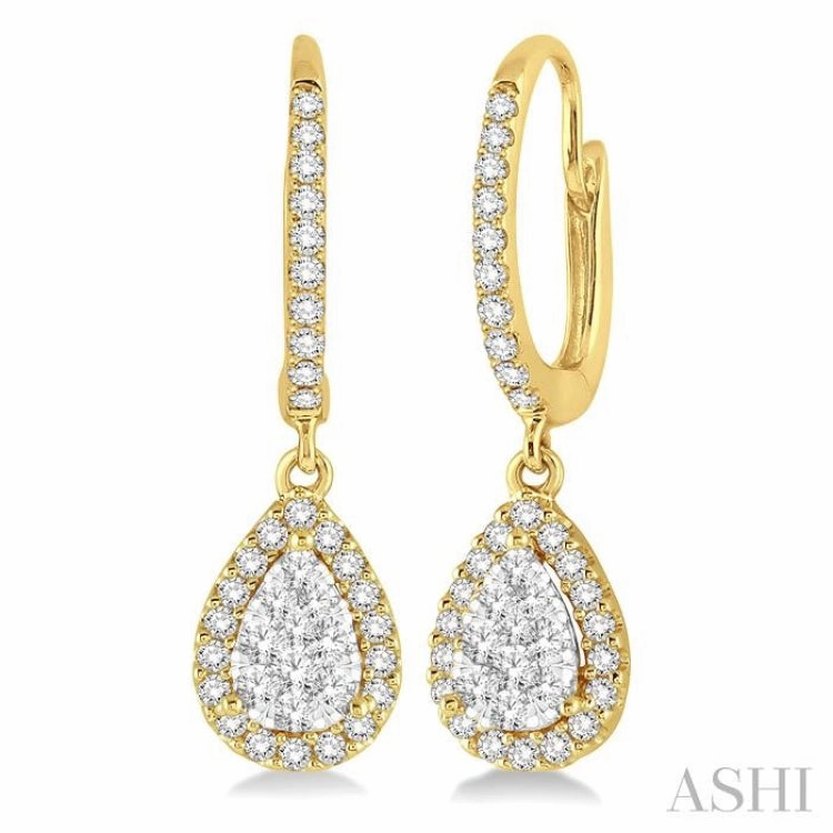Refined Taste 3/8 ctw Pear Shape Diamond Lovebright Earrings in 14K Yellow and White Gold
