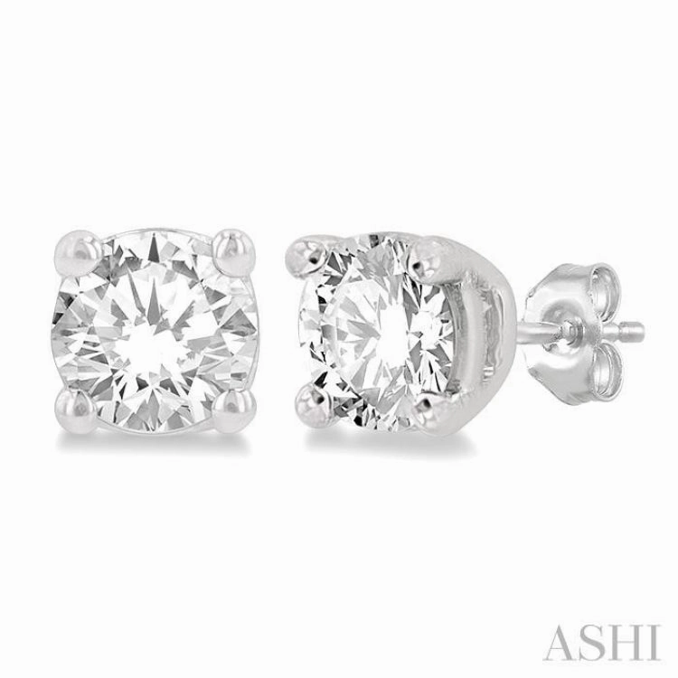 Fashionable Look 3/8 ctw Round Cut Diamond Stud Earring in 14K White Gold