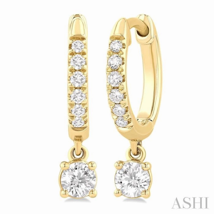 Photo Ready 3/8 Ctw Round Shape Round Cut Diamond Fashion Huggie Petite Earrings in 14K Yellow Gold