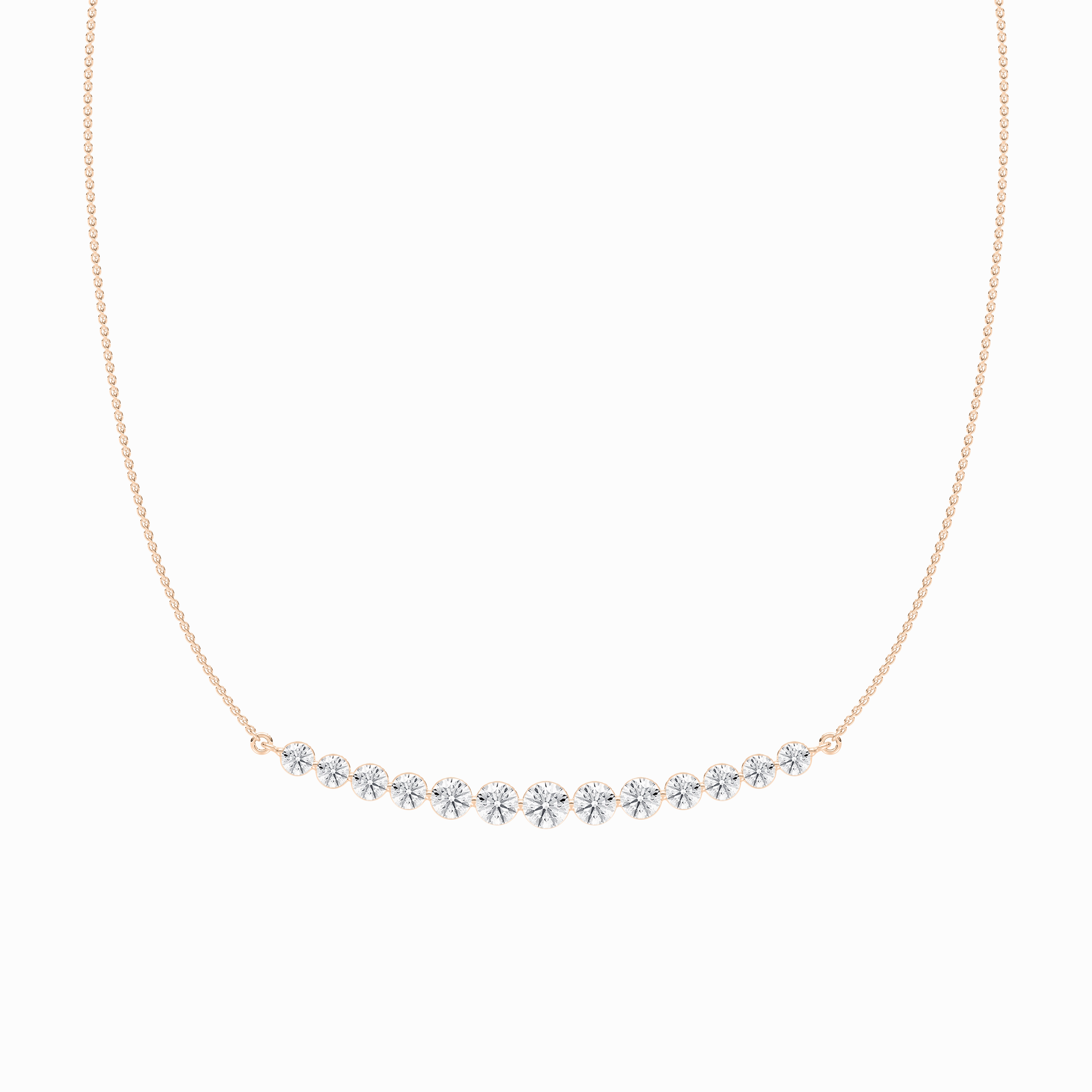 Sophisticated Edge 3 ? ctw Round Lab Grown Diamond Curved Bar Necklace - 18 Inches