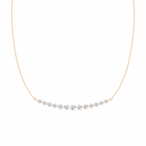 Fashion Focus Ideal Jewelry 3 ? ctw Round Lab Grown Diamond Curved Bar Necklace - 18 Inches