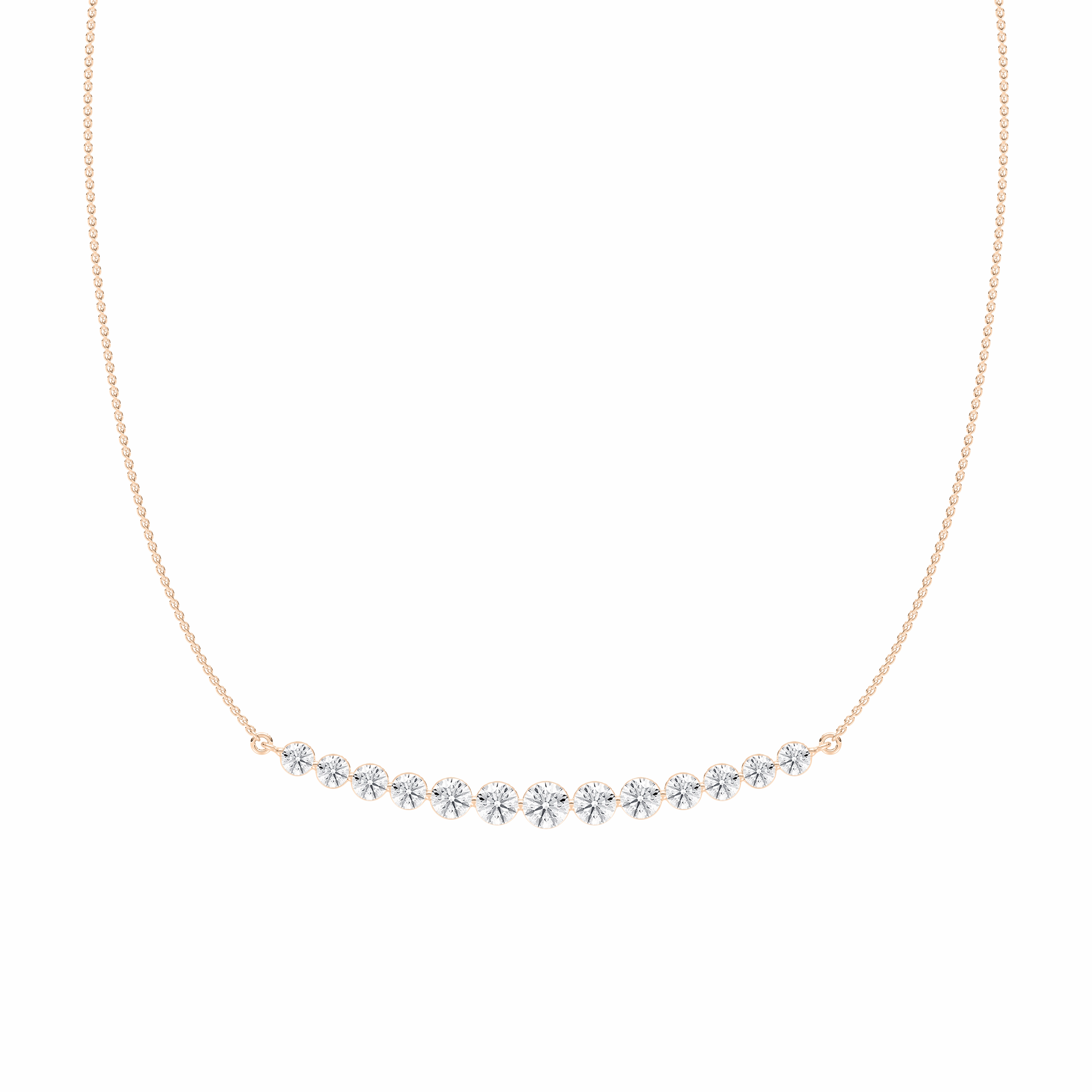 Fashion Focus Ideal Jewelry 3 ? ctw Round Lab Grown Diamond Curved Bar Necklace - 18 Inches