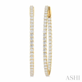 Unique Craft 3 Ctw Inside & Outside Round Cut Diamond Hoop Earrings in 14K Yellow Gold