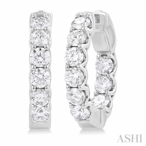 3 Ctw Inside-Out Embellished Round Cut Diamond Hoop Earrings in 14K White Gold Winter Accent Exquisite work