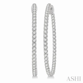 3 Ctw Inside-Out Round Cut Diamond 1 1/2 Inch Hoop Earrings in 14K White Gold Vintage feel Versatile Gem