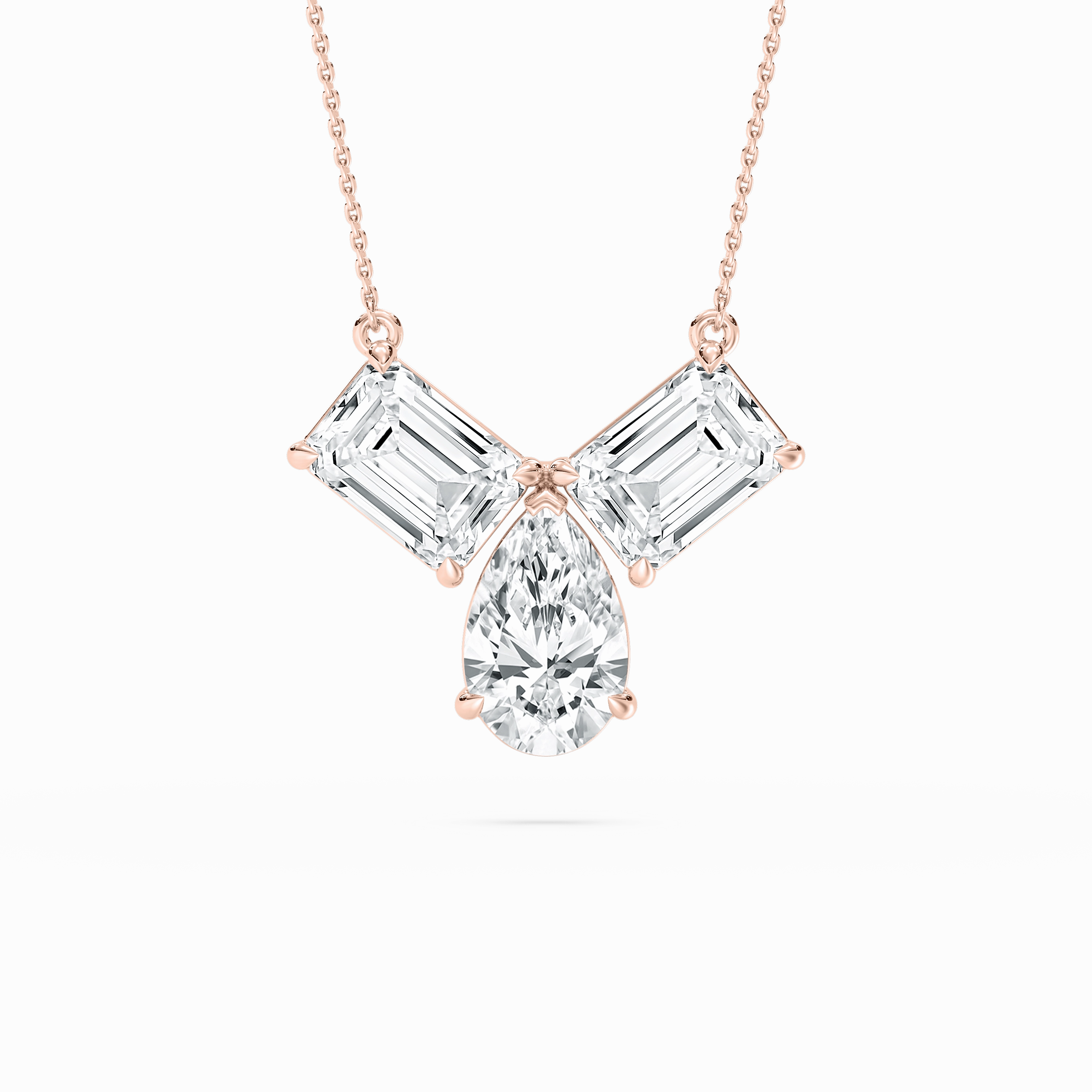 3 ctw Pear and Emerald Lab Grown Diamond Three Stone Pendant - 18 Inches Home Style