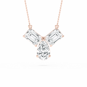 party accessory 3 ctw Pear and Emerald Lab Grown Diamond Three Stone Pendant - 18 Inches