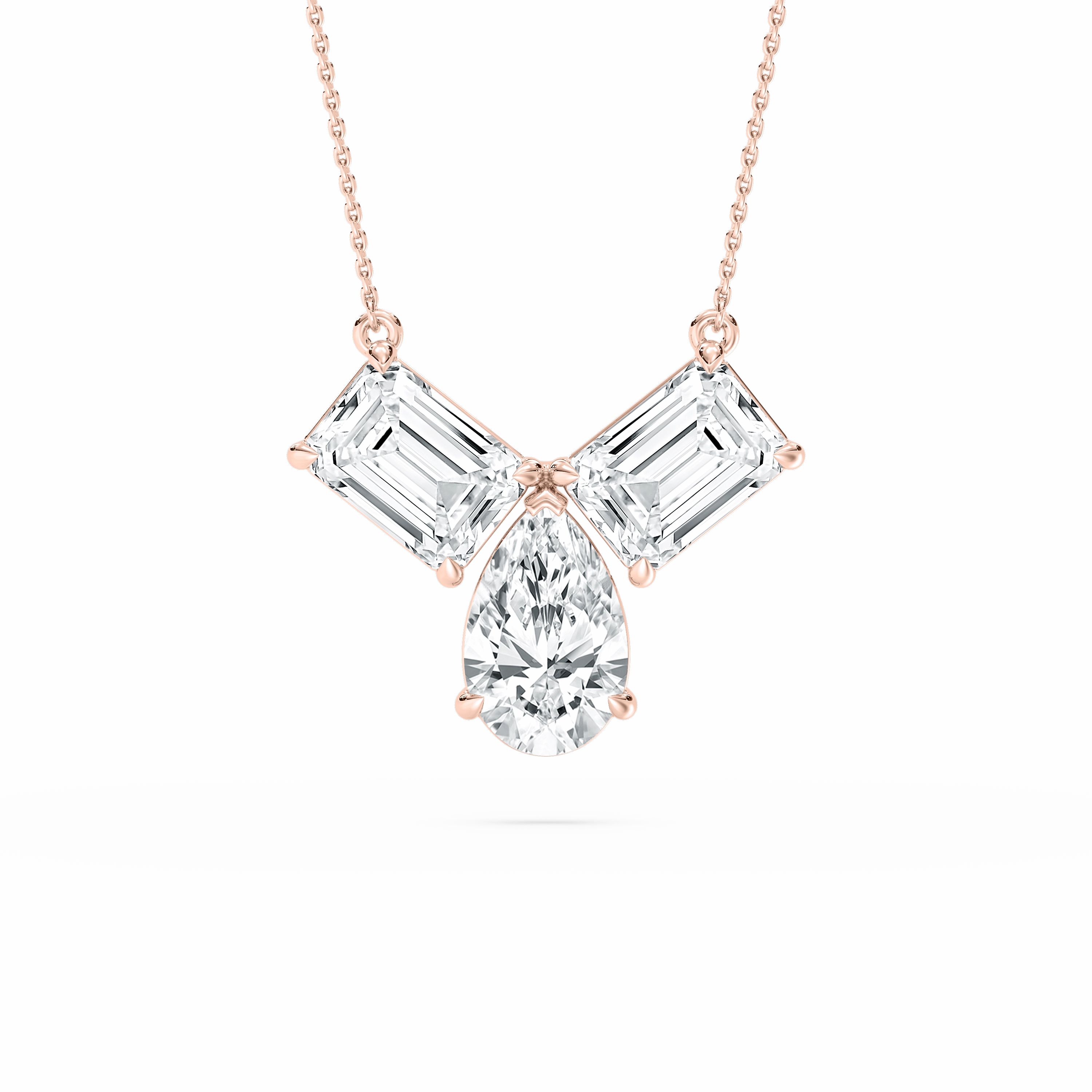 party accessory 3 ctw Pear and Emerald Lab Grown Diamond Three Stone Pendant - 18 Inches