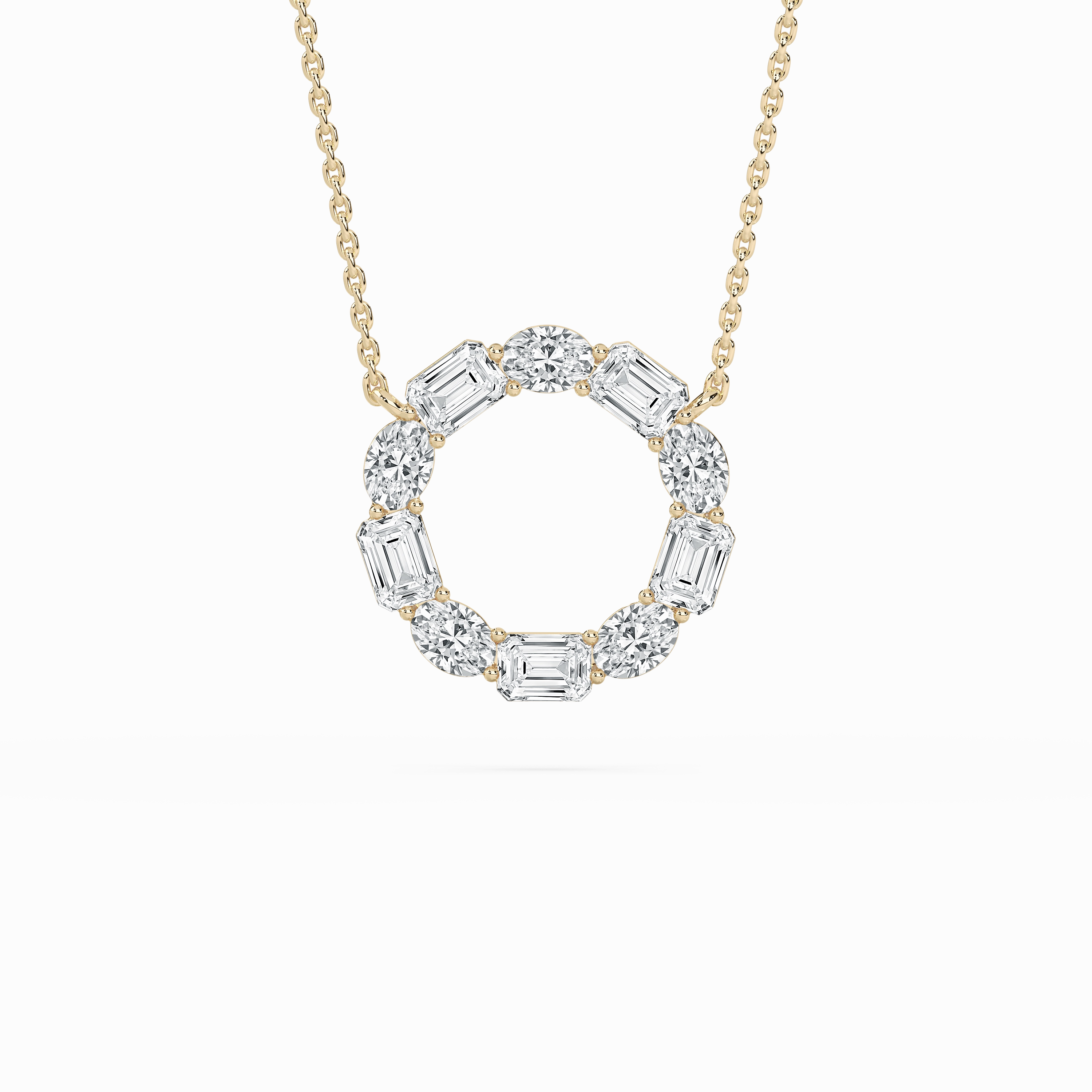 Stunning Gift Custom Item 3 ctw Round and Emerald Lab Grown Diamond Celestial Circle Pendant  - 18 Inches