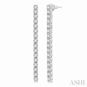 3 ctw Single Line Drop Round Cut Diamond Tennis Earring in 14K White Gold Shiny Jewelry Touch Effortless Accent