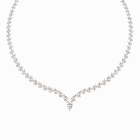 Stylish Ornament 40 ctw Pear Lab Grown Diamond Chevron Tennis Necklace - 18 Inches