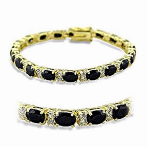 Peaceful Vibe Cultural Pride 415503 - Gold Brass Bracelet with AAA Grade CZ  in Jet