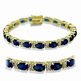 Delicate Chains 415504 - Gold Brass Bracelet with Synthetic Spinel in Sapphire