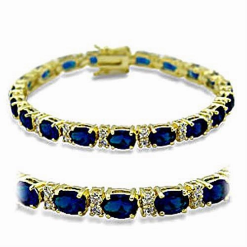 Delicate Chains 415504 - Gold Brass Bracelet with Synthetic Spinel in Sapphire