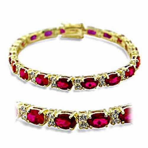 Transitional Piece International Trend 415505 - Gold Brass Bracelet with Synthetic Garnet in Ruby