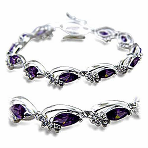 Joyful Synchronicity 415701 - Rhodium Brass Bracelet with AAA Grade CZ  in Amethyst
