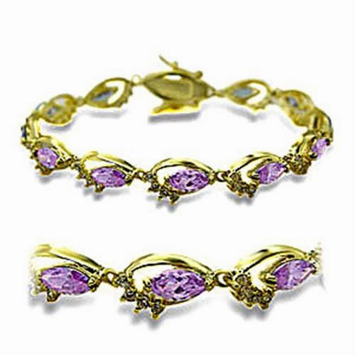 Absolute Necessity 415702 - Gold Brass Bracelet with AAA Grade CZ  in Light Amethyst