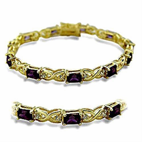 Enduring Combinations Brotherhood Link 415706 - Gold Brass Bracelet with AAA Grade CZ  in Amethyst