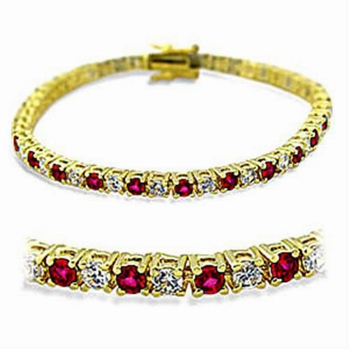 Spotless Craft 415901 - Gold Brass Bracelet with Synthetic Garnet in Ruby