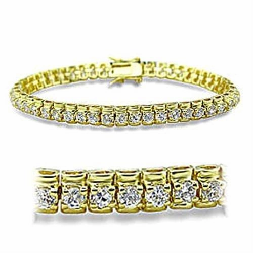 415906 - Gold Brass Bracelet with AAA Grade CZ  in Clear Intuitive design