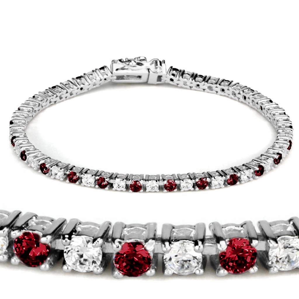 Retro Revival Exquisite Touch 46902 - Rhodium Brass Bracelet with Synthetic Garnet in Ruby