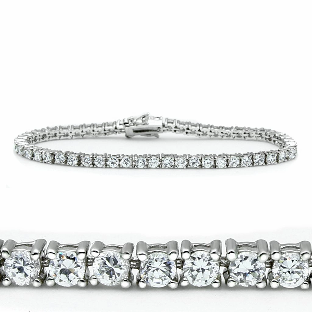 46905 - Rhodium Brass Bracelet with AAA Grade CZ  in Clear Tailored History Geometric Shapes