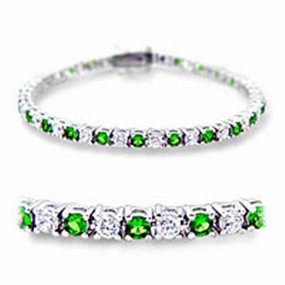 46906 - Rhodium Brass Bracelet with Synthetic Spinel in Emerald Bespoke Creations Symbolically Charged