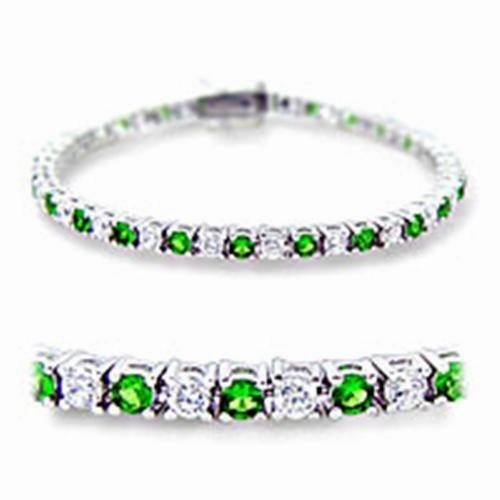 46906 - Rhodium Brass Bracelet with Synthetic Spinel in Emerald Bespoke Creations Symbolically Charged